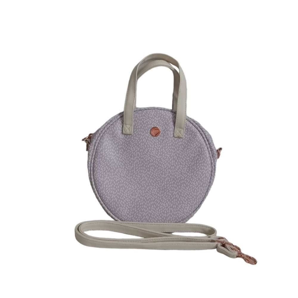 Design Love Fest Necessities Lilac Purple and White Round Circle Crossbody Bag